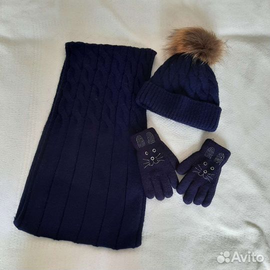 Комплект зимний шапка+снуд+перчатки