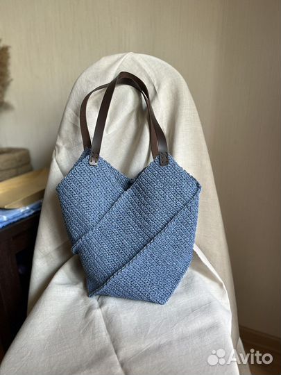 Сумка Диагональ из крученой рафии