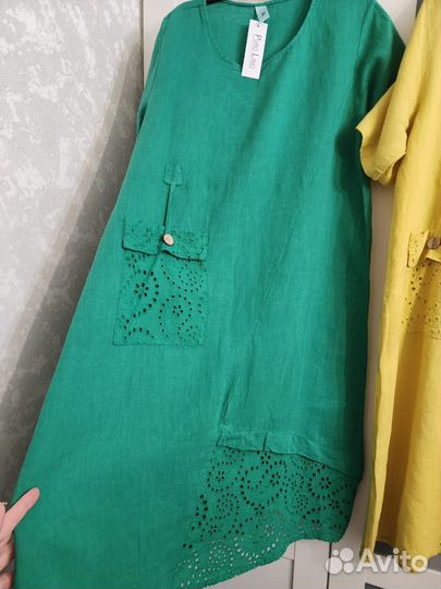 Новое Красивое Платье Лен р. 50-54 Италия Г/З/Р