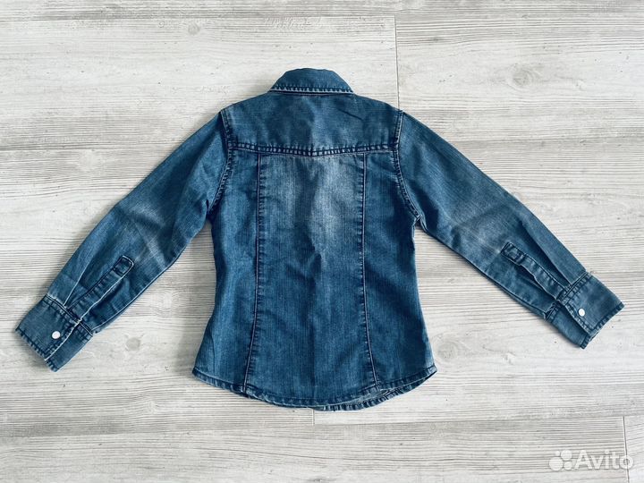 Новая джинсовая рубашка на девочку 104 Италия Ido