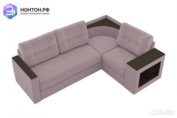 Диван угловой дельфин с полкой знд светло-розовый