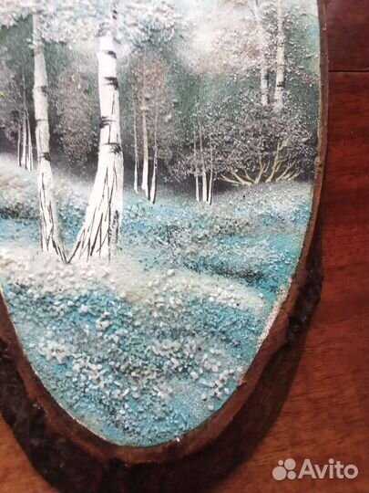 Картина, пано на срезе дерева