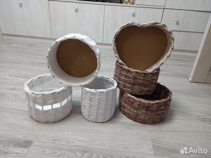 Корзиночки плетеные из бумажной лозы