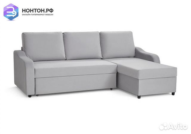 Диван угловой дельфин Лагос светло-серый