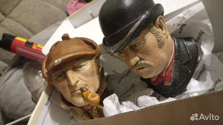 Настенные маски, статуэтки Шерлок Холмс док.Ватсон