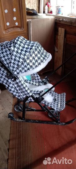 Детские зимние санки коляска