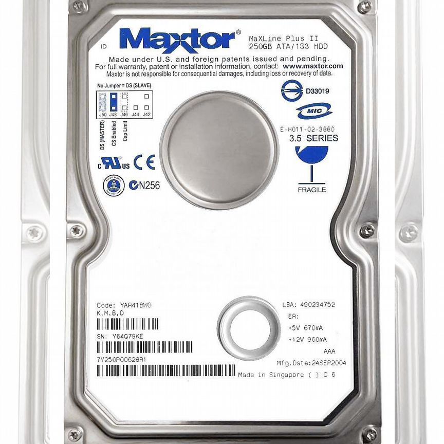 [7Y250P0] Жесткий Диск Maxtor 250gb Ide 3.5" Hdd 7y250p0