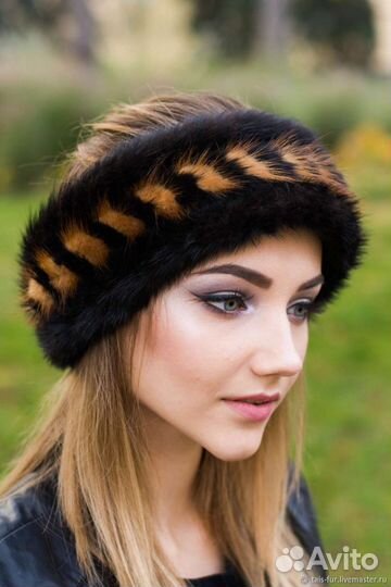 Меховая повязка на голову из норки новая