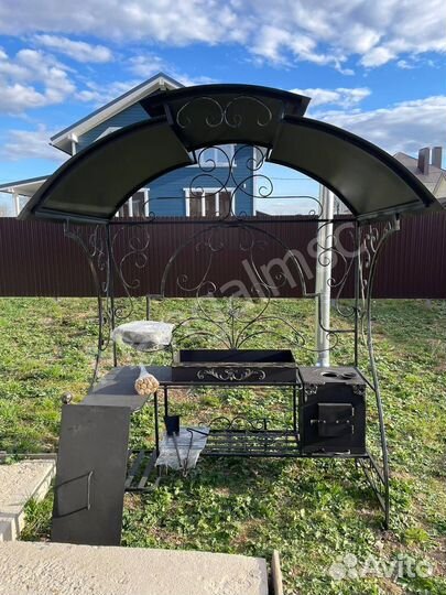 Мангал с печью под казан