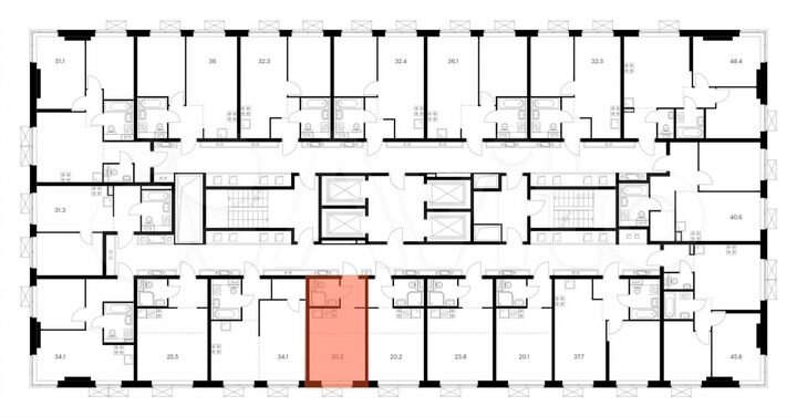 Квартира-студия, 20,2 м², 15/33 эт.