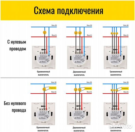 Умный сенсорный WiFi выключатель с Алисой
