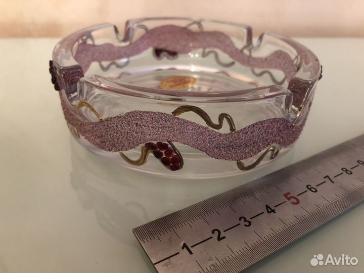 Чешская пепельница богемское стекло крошка граната