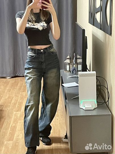 Джинсы широкие потертые dub y2k wide leg baggy