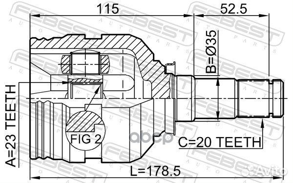 ШРУС внутренний перед лев 0111SXM10LH Febest