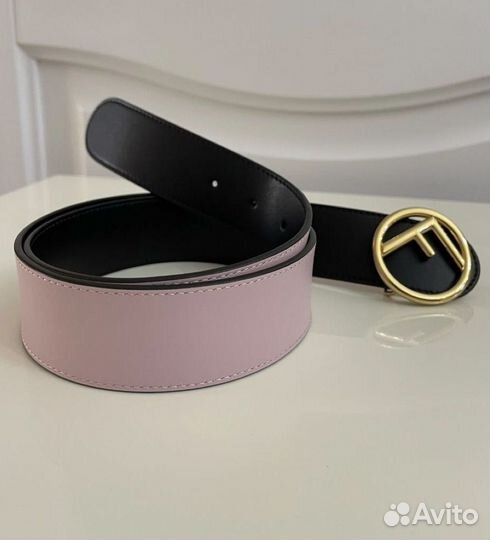 Ремень двусторонний черный/розовый Fendi 2 Jours