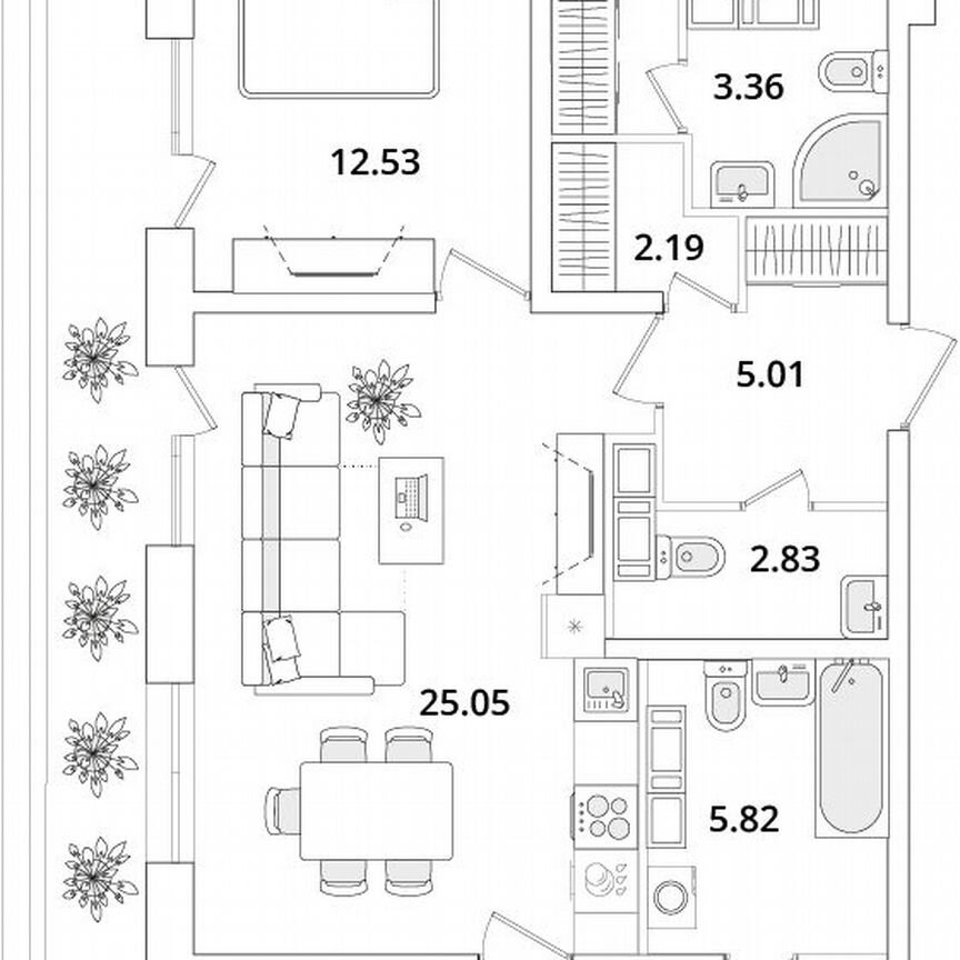 2-к. квартира, 84,9 м², 19/22 эт.