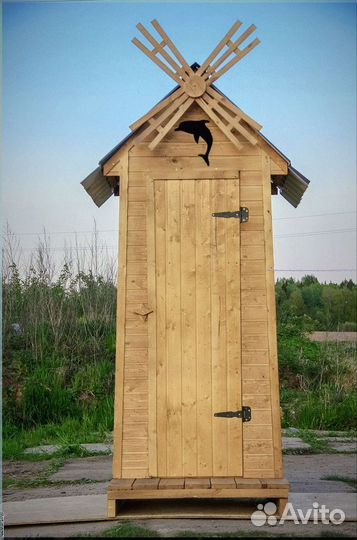 Дачный туалет деревянный прямоугольник хюи 672