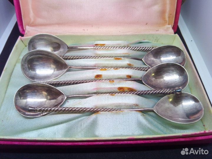 Красивые чайные ложки мельхиор клеймо мц2