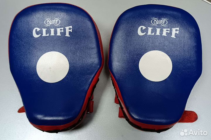 Лапы боксерские cliff, изогнутые, сине-красные