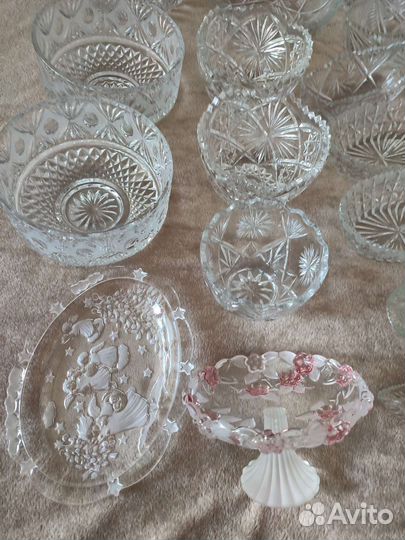 Ваза для фруктов, салатники, хрусталь