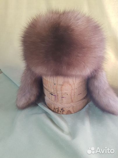Шапка мех соболь+кожа