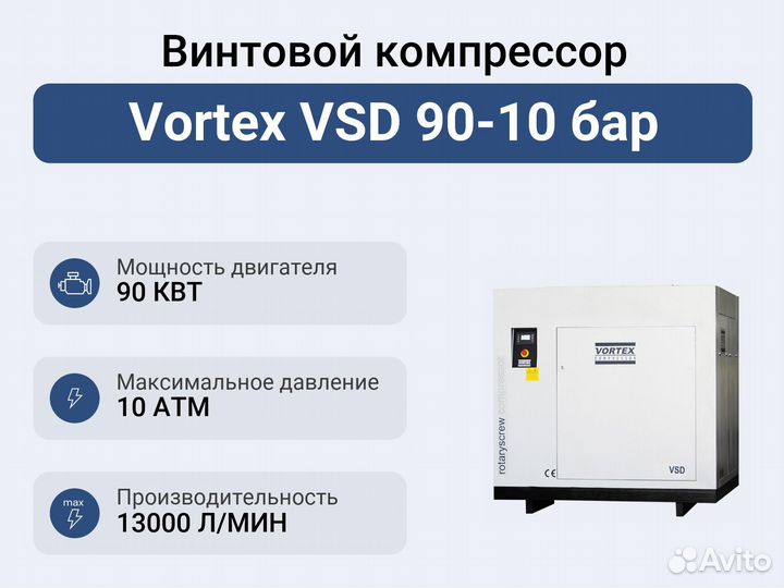 Винтовой компрессор Vortex VSD 90-10 бар