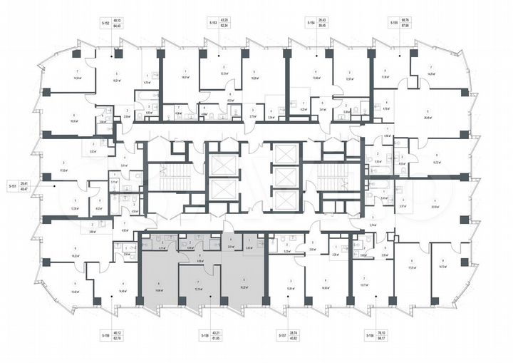 2-к. квартира, 61,9 м², 17/57 эт.