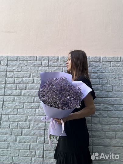Букет из нежной сиреневой гипсофилы