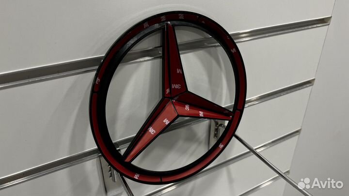 Эмблема под карбон на решетку Mercedes 18,5 см