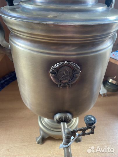 Самовар банка, 7 литров, герб, патина