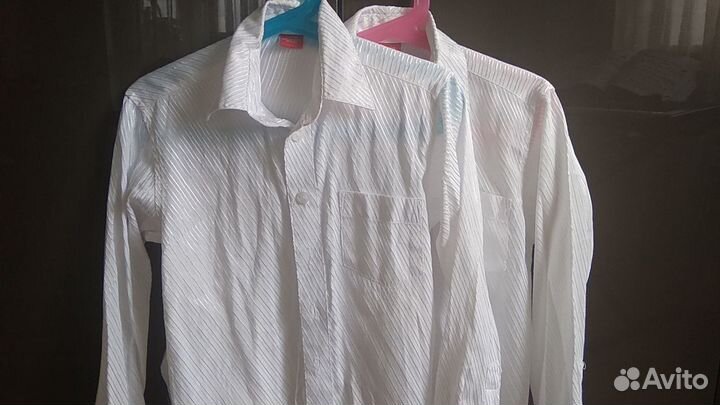 Рубашки белые и голубые на мальчика р.116 до 128