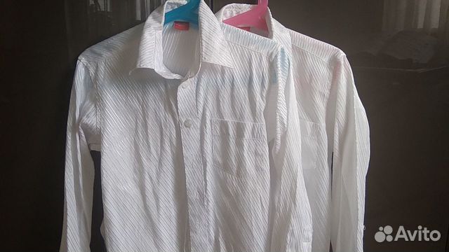 Рубашки белые и голубые на мальчика р.116 до 128