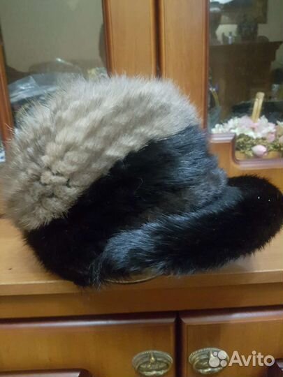 Шапка норковая вязаная женская