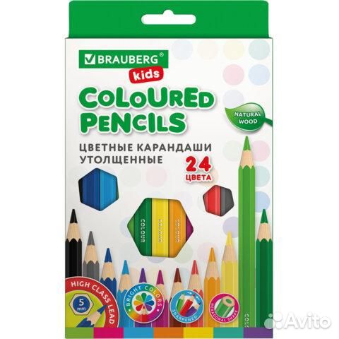 Карандаши цветные утолщенные brauberg kids 24 цве