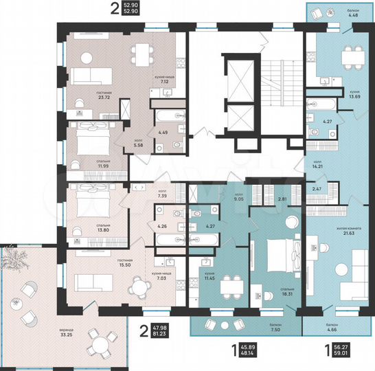 1-к. квартира, 48,1 м², 11/13 эт.