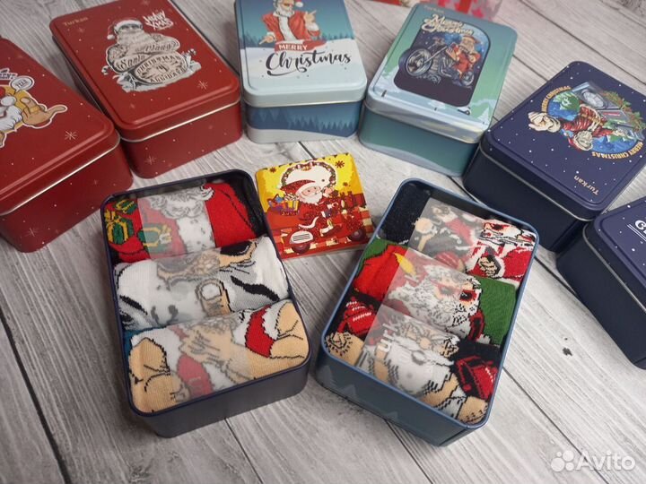 Носки высокие новогодние набор 3 пары