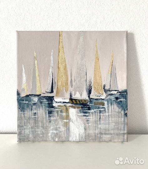 Абстракция, Картина акрилом и поталью 25х25