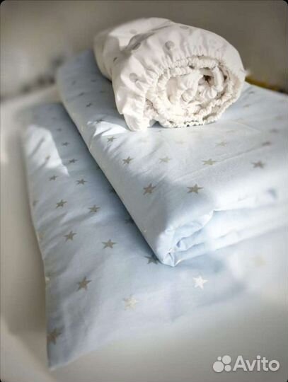 Бортики-подушки+одеяло, простынь, подушка