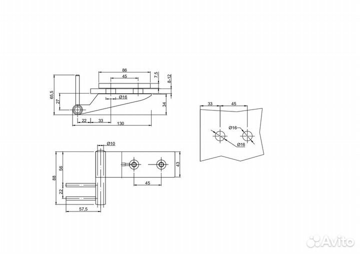 Петля для межкомнатной стеклянной двери