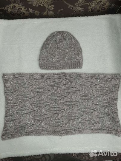 Комплект шапка и снуд женский