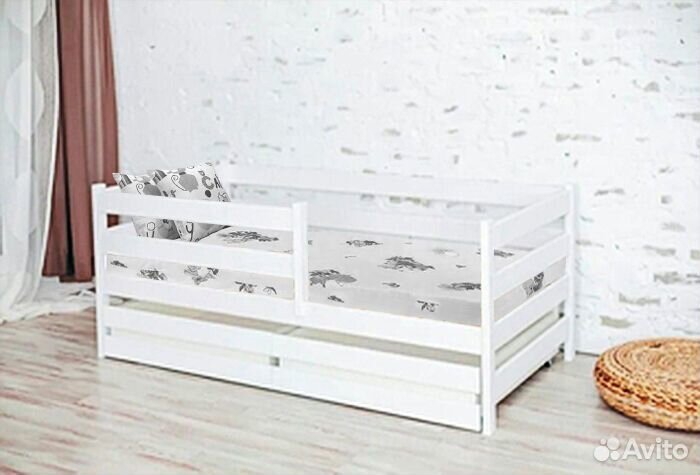 Кроватка софа эко высокий борт из натурального дер