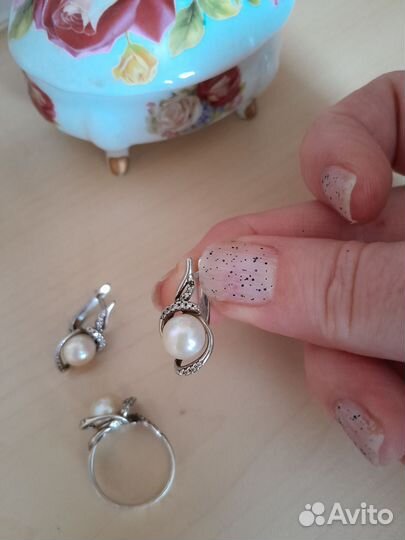 Набор серьги и кольцо