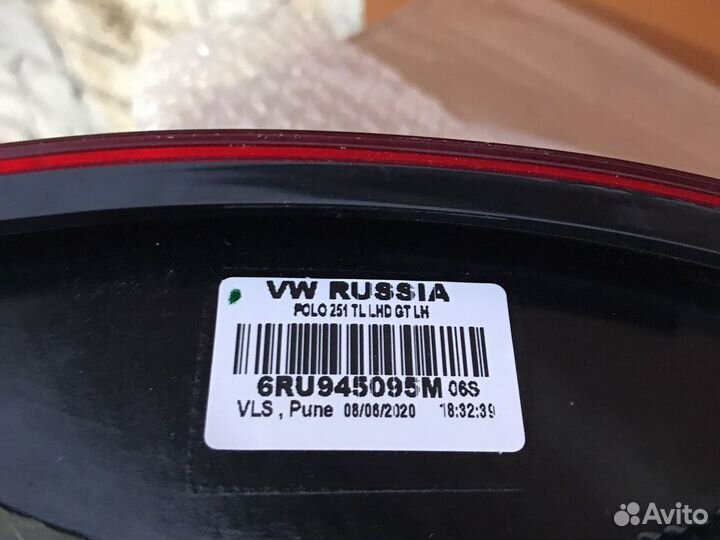 Фонарь задний левый Фольксваген поло седан GT