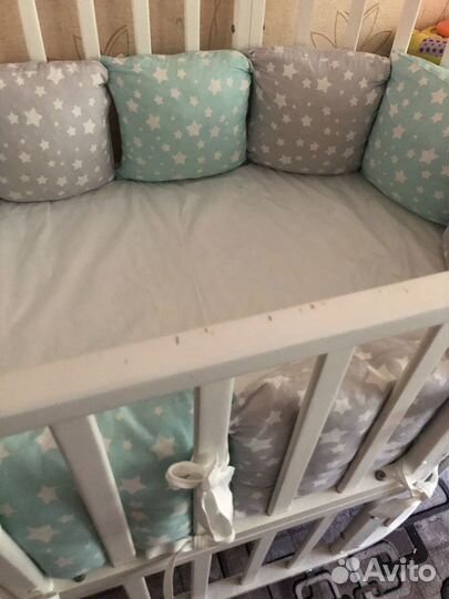 Детская кроватка трансформер круглая с маятником