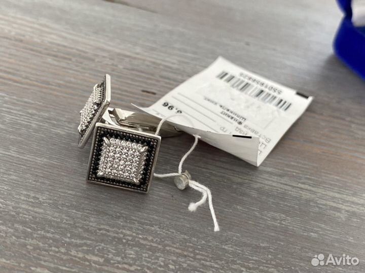 Запонки серебро 925 с фианитами