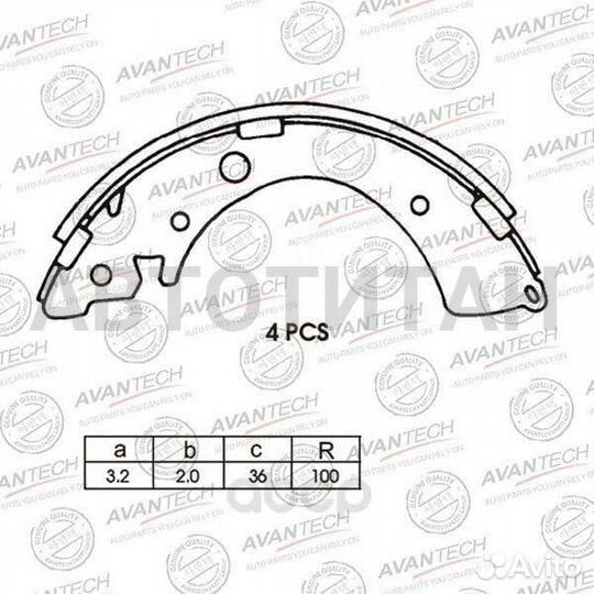 Колодки тормозные барабанные avantech avantech AVS