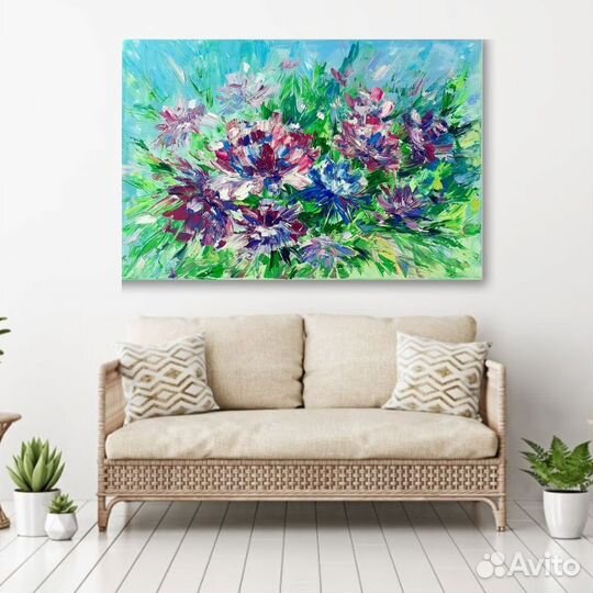 Яркая картина маслом Цветы пионы в наличии