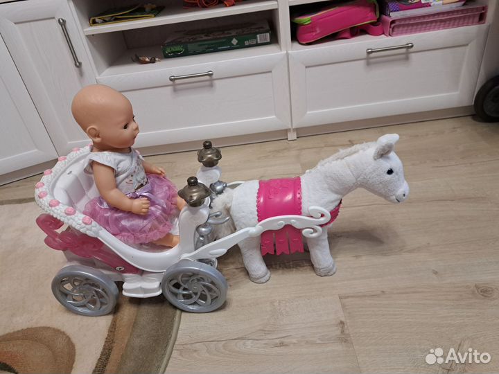 Лошадка с каретой для baby born