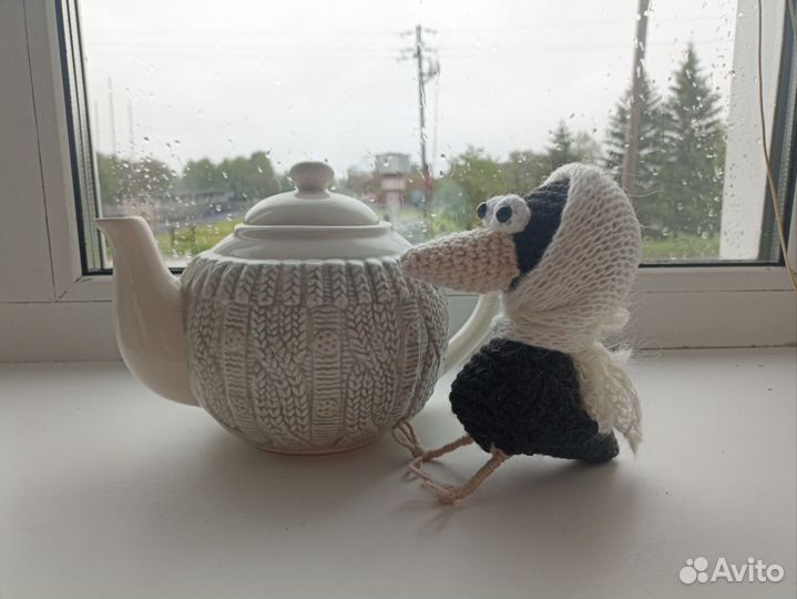Игрушка вязаная ворона