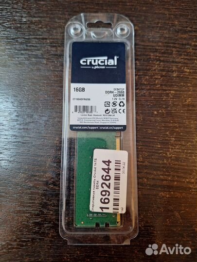 Оперативная память Crucial ddr4 16gb 2666